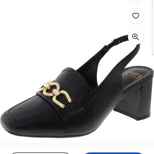 Jones New York Black and Gold Slingback Heels